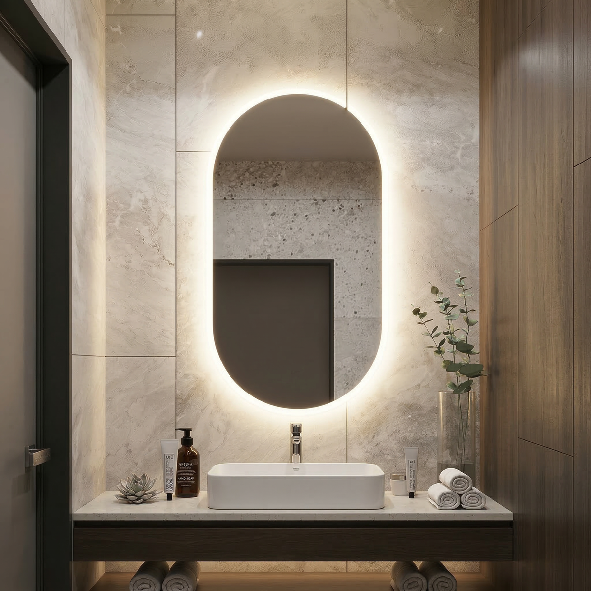Signature Frameless Pill Rear-lit LED Mirror