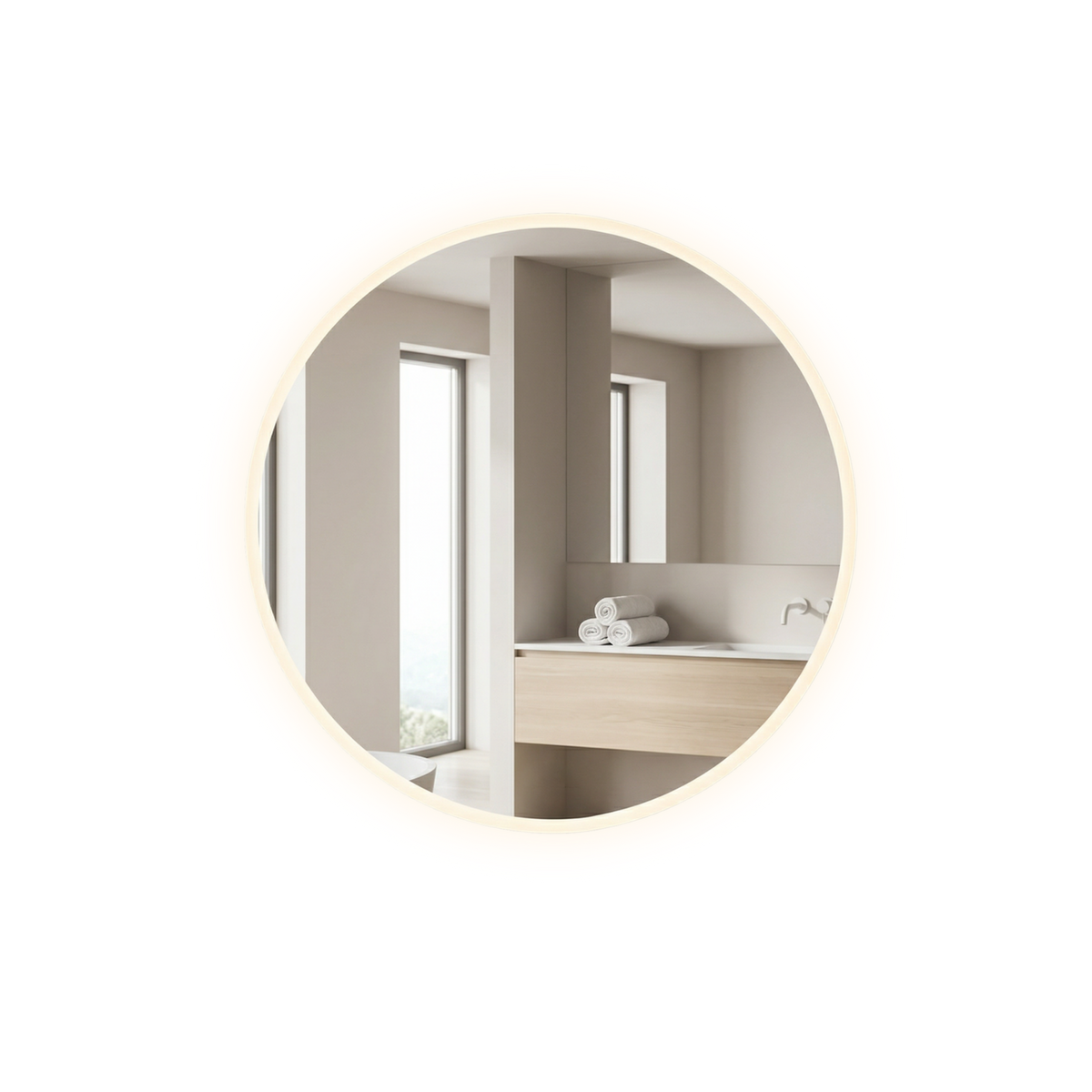 Signature Frameless Round Front-Lit LED Mirror