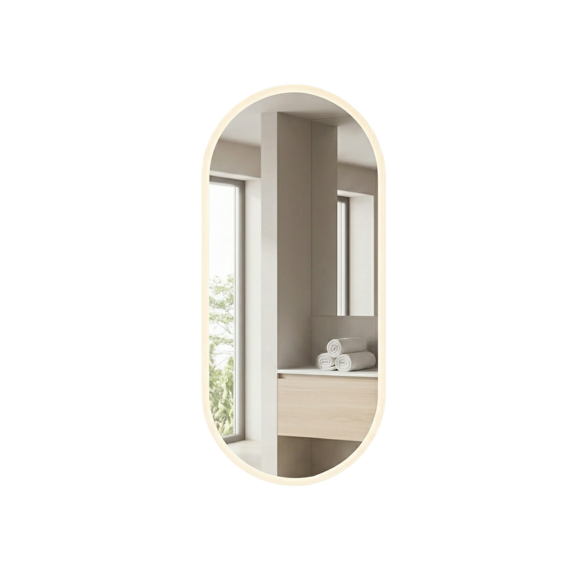 Signature Pill Frameless Front-lit LED Mirror