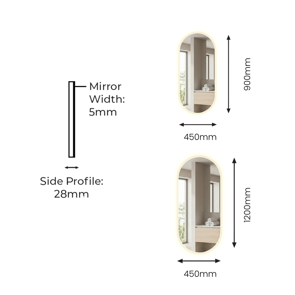 Signature Pill Frameless Front-lit LED Mirror