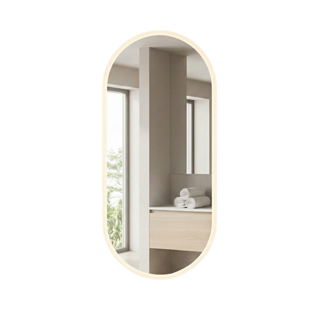 Signature Pill Frameless Front-lit LED Mirror