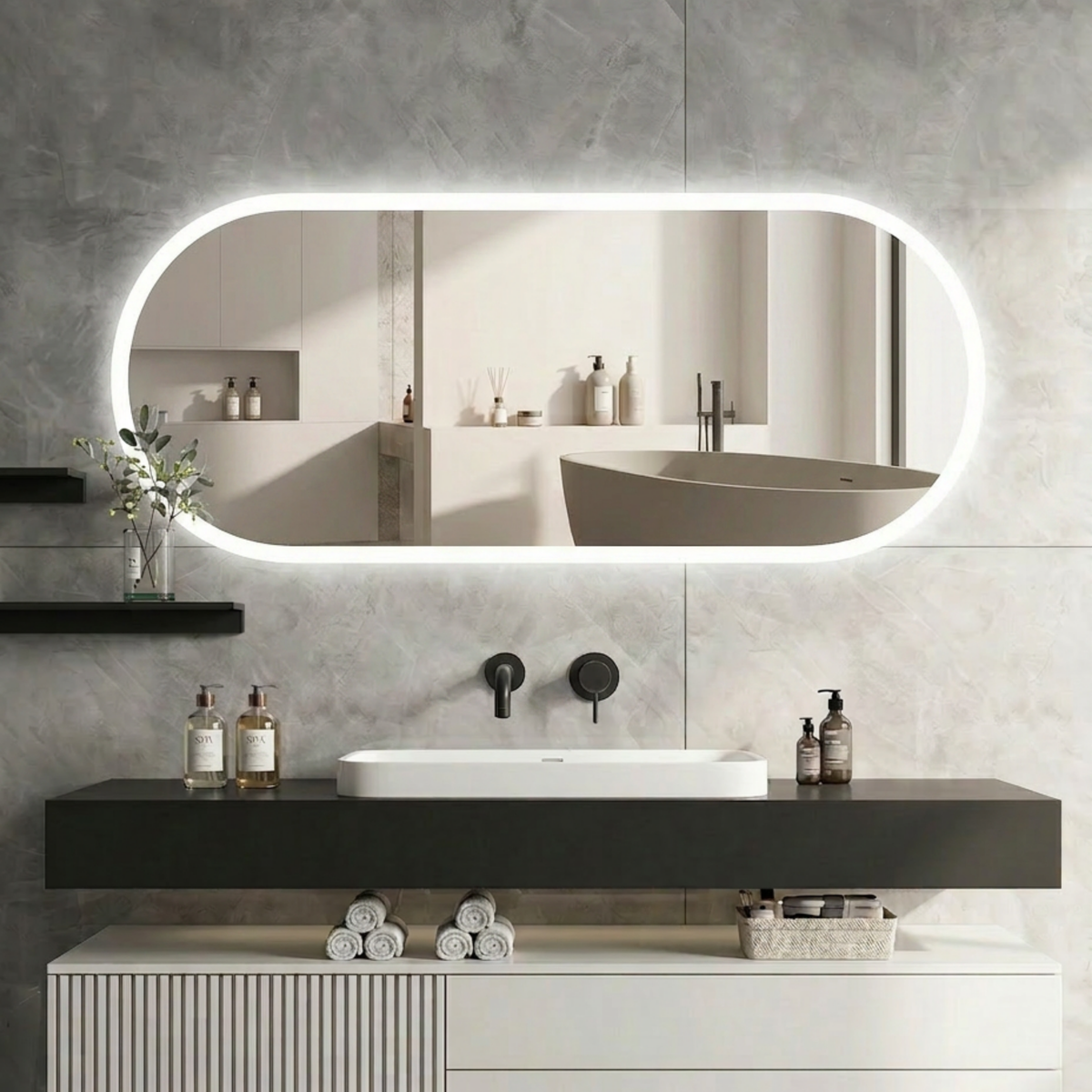 Signature Pill Frameless Front-lit LED Mirror