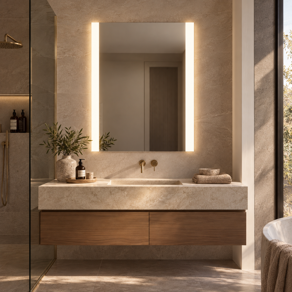 Signature Frameless Rectangular Front Edge-Lit Stripe LED Mirror