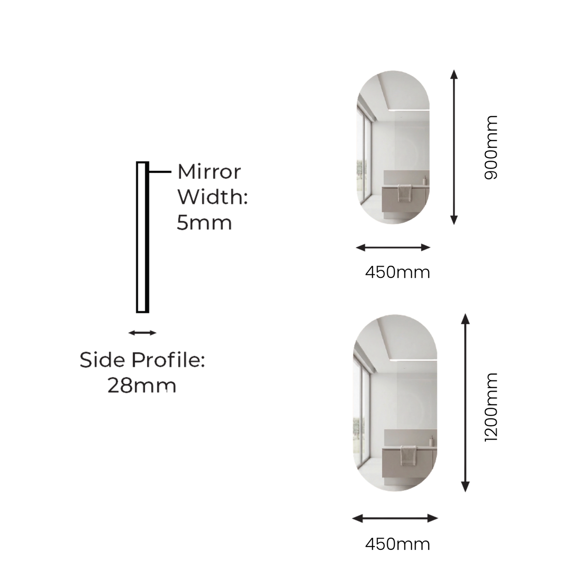 Signature Frameless Pill Rear-lit LED Mirror