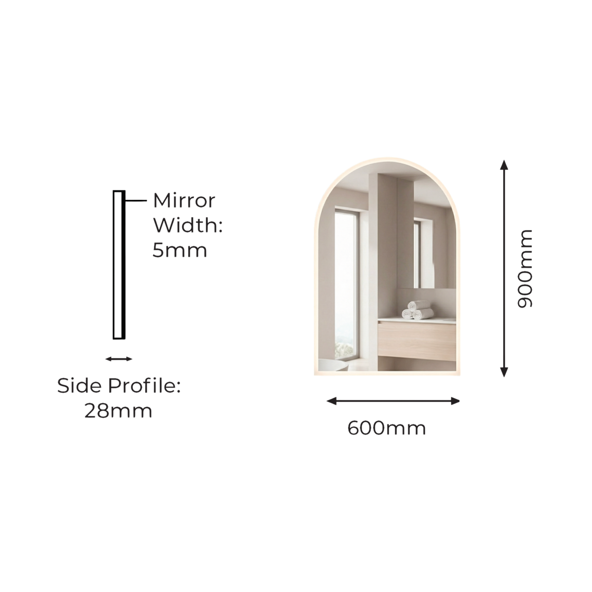 Signature Frameless Arch Front-Lit LED Mirror